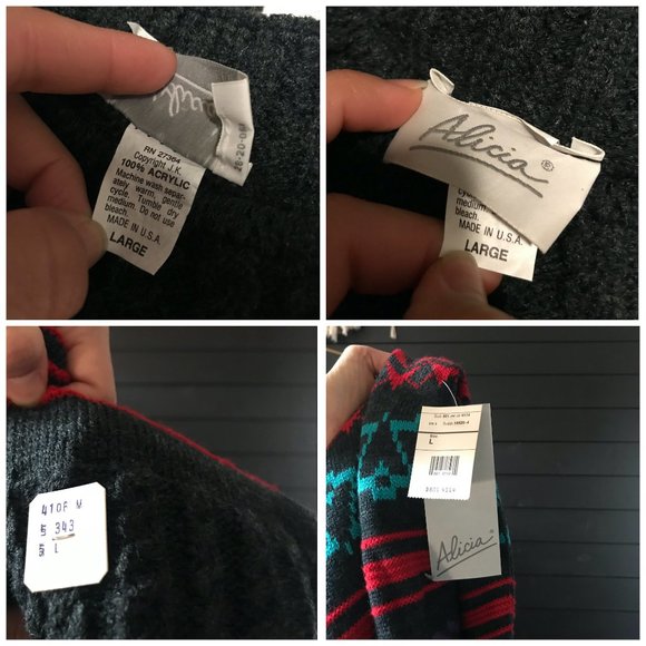 SOLD Vintage 1980s grandpa ski sweater grey Large - Picture 10 of 10